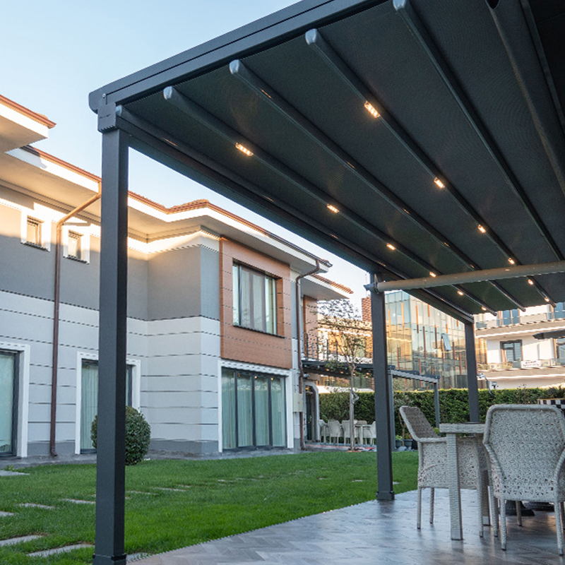 Pergola bioclimatica retractabila cu membrana