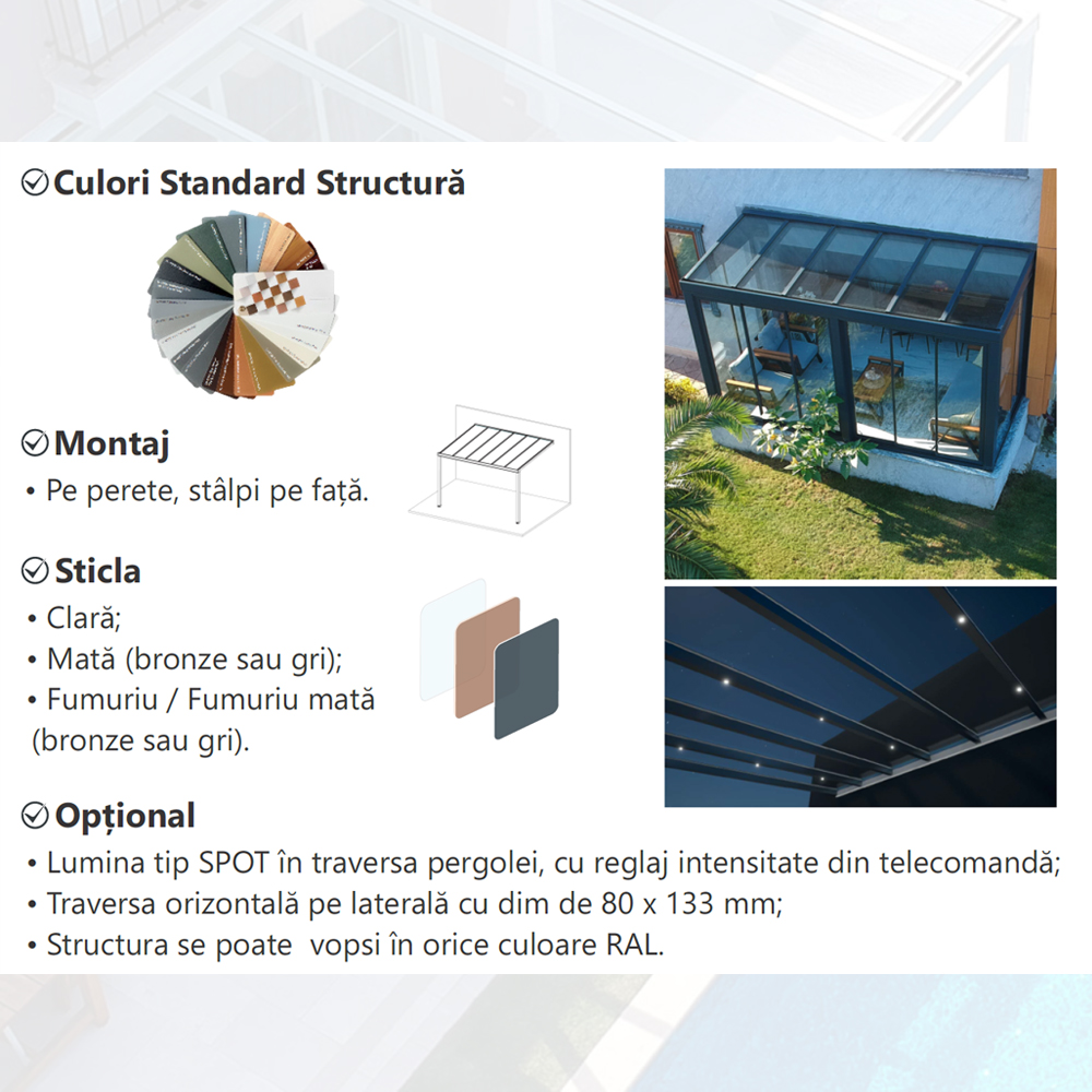 Pergola fixa sticla model 4
